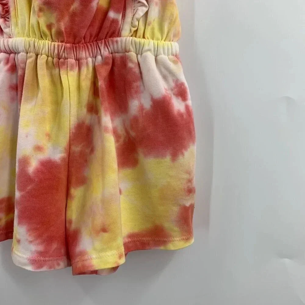 Tucker + Tate Kids' Tie Dye Romper In‎ Pink- Yellow Tie Dye Size 6 NWT